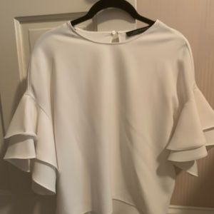 Zara Crepe Trumpet Sleeve Blouse